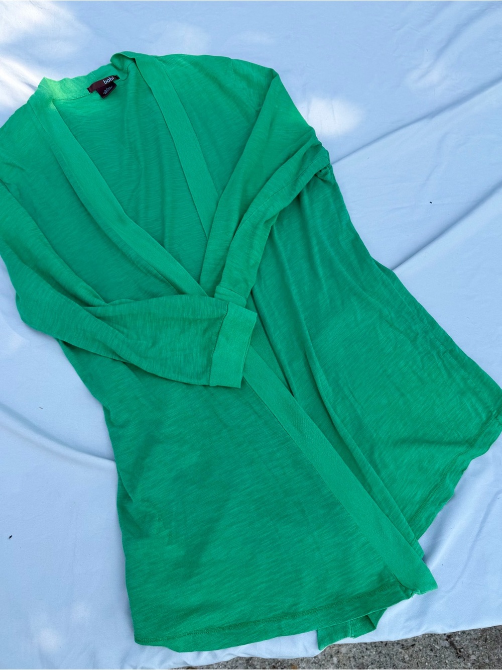 bobi Green Open Front Lightweight Cardigan